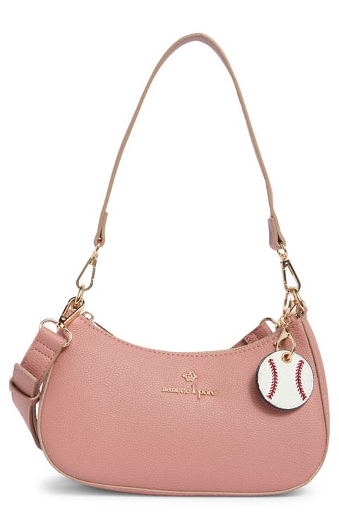 Convertible Faux Leather Baguette Shoulder Bag