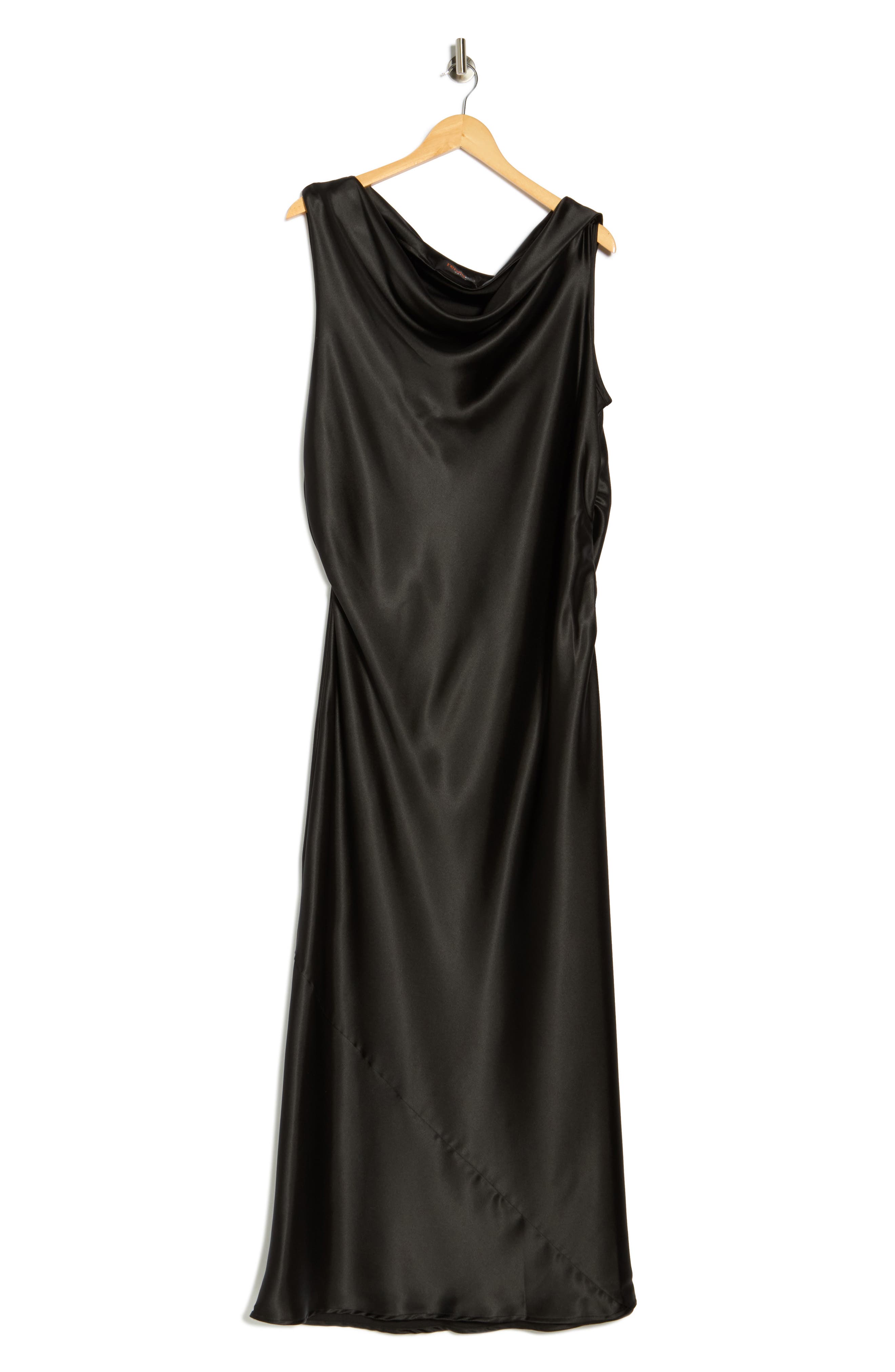 Renee C One-Shoulder Satin Maxi Dress
