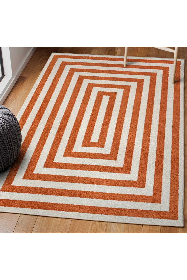 Bandol Modern Classic Mitre Stripe Area Rug, Alternate, color, Terracotta/Ivory