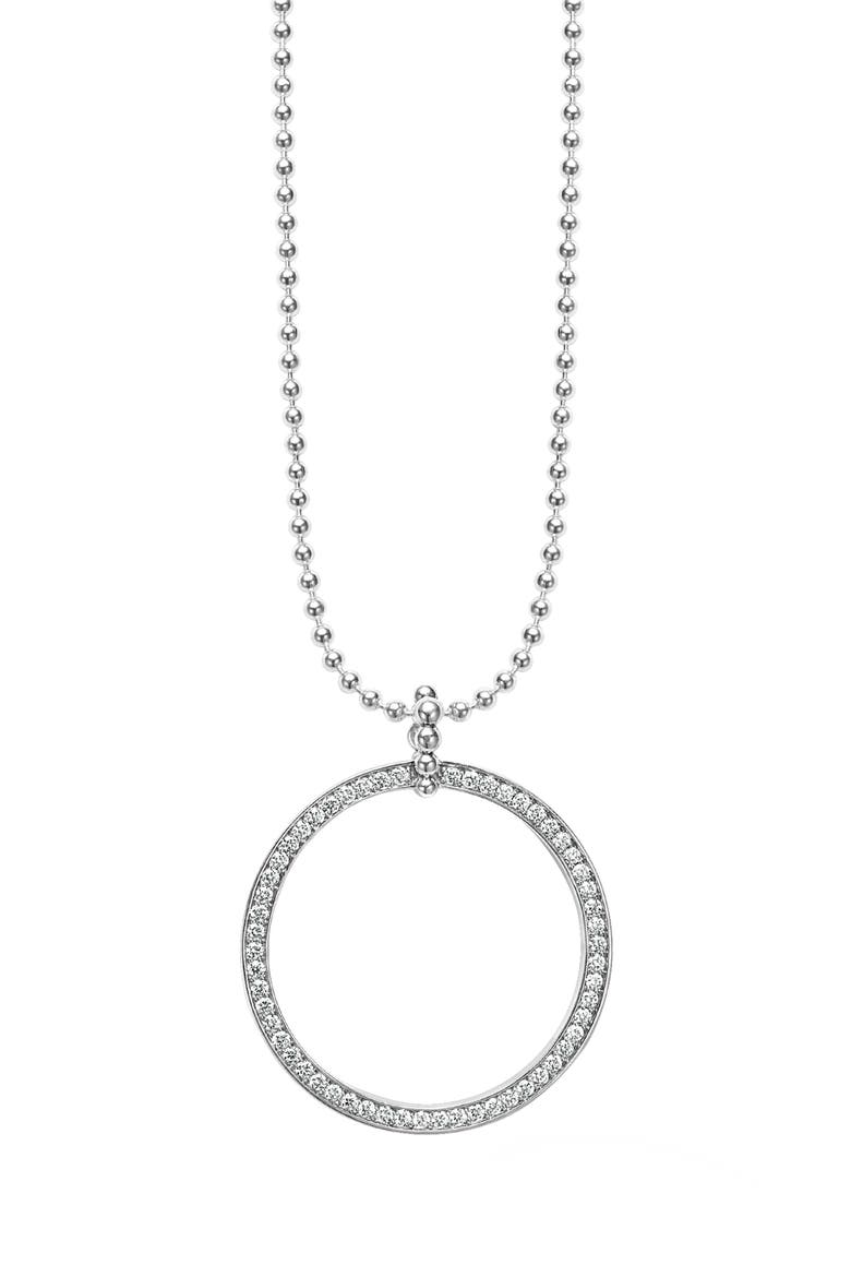 Caviar Spark Diamond Circle Pendant Necklace, Main, color, SILVER DIAMOND