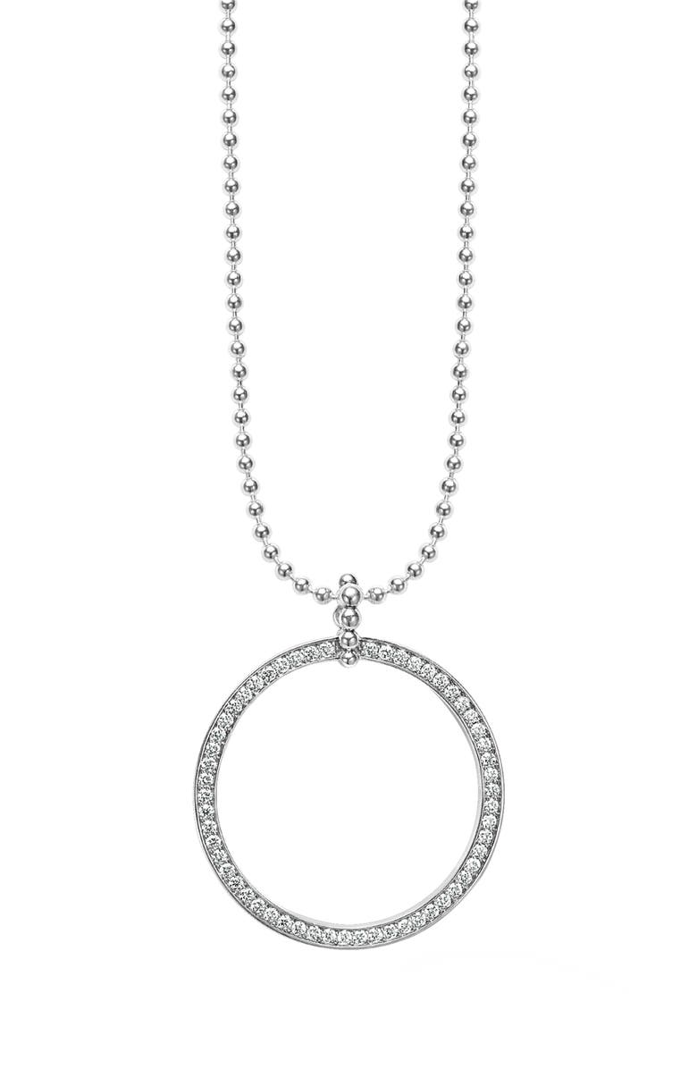 LAGOS Caviar Spark Diamond Circle Pendant Necklace, Main, color, Silver Diamond