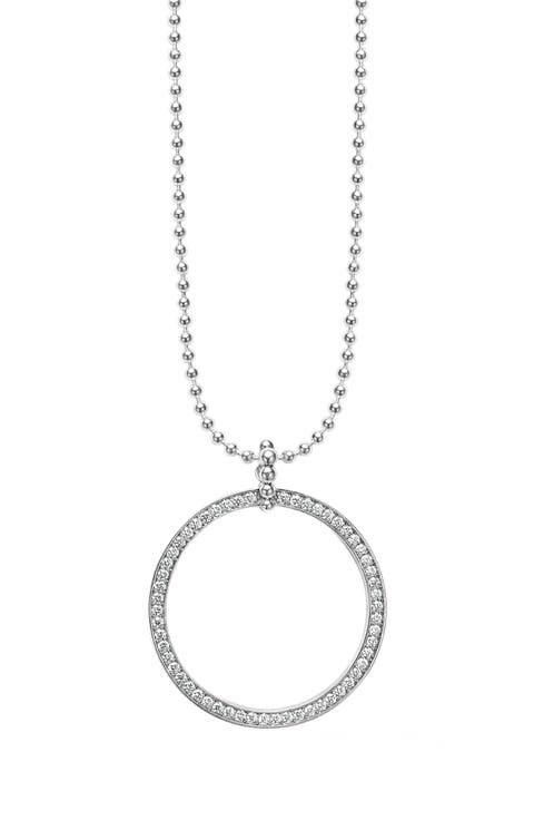 Caviar Spark Diamond Circle Pendant Necklace