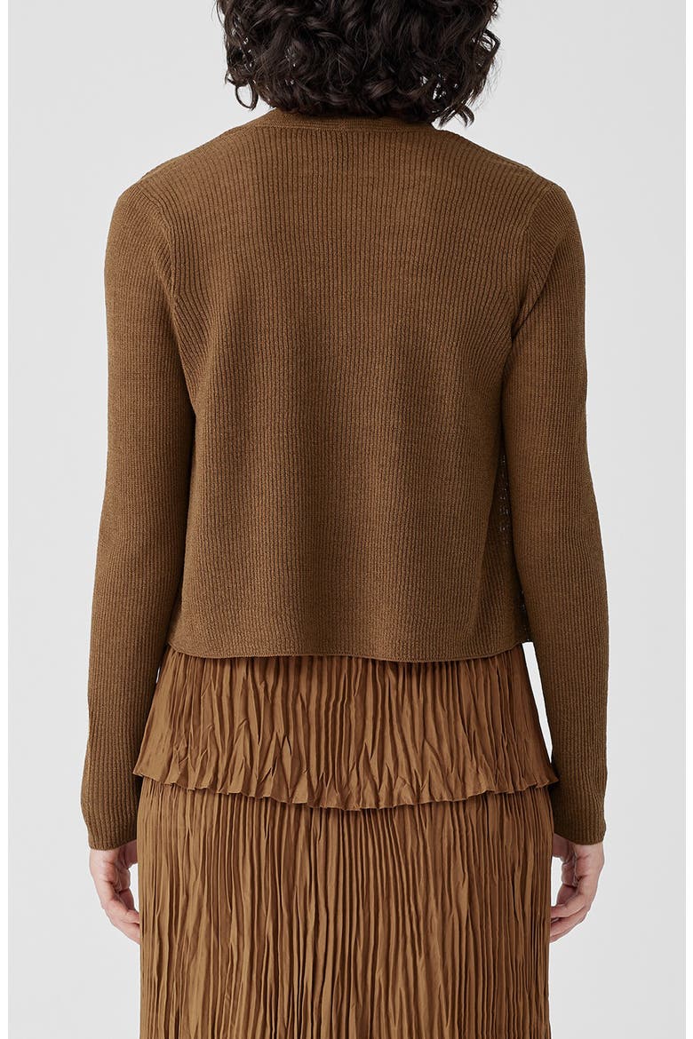 Ribbed Organic Linen & Cotton Cardigan, Alternate, color, BRONZE