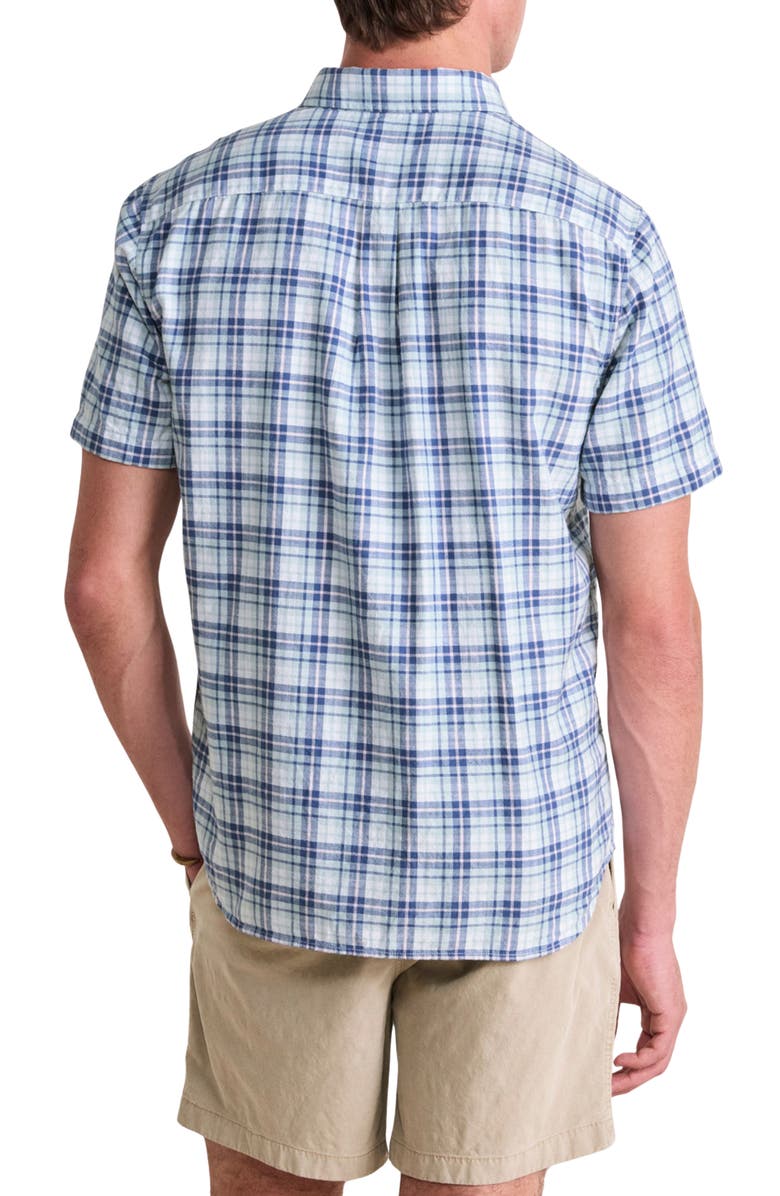 vineyard vines Coskata Island Plaid Short Sleeve Button-Down Shirt, Alternate, color, Surf Spray