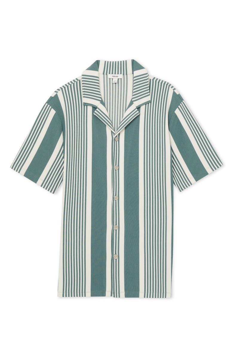 Reiss Alcazar Stripe Rib Knit Camp Shirt, Alternate, color, 