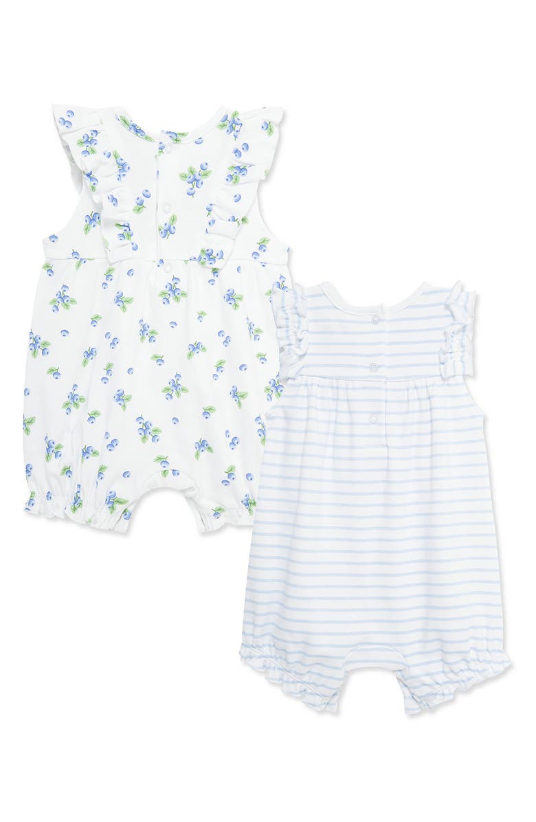 Little Me 2-Pack Cotton Bubble Rompers, Alternate, color, Blue