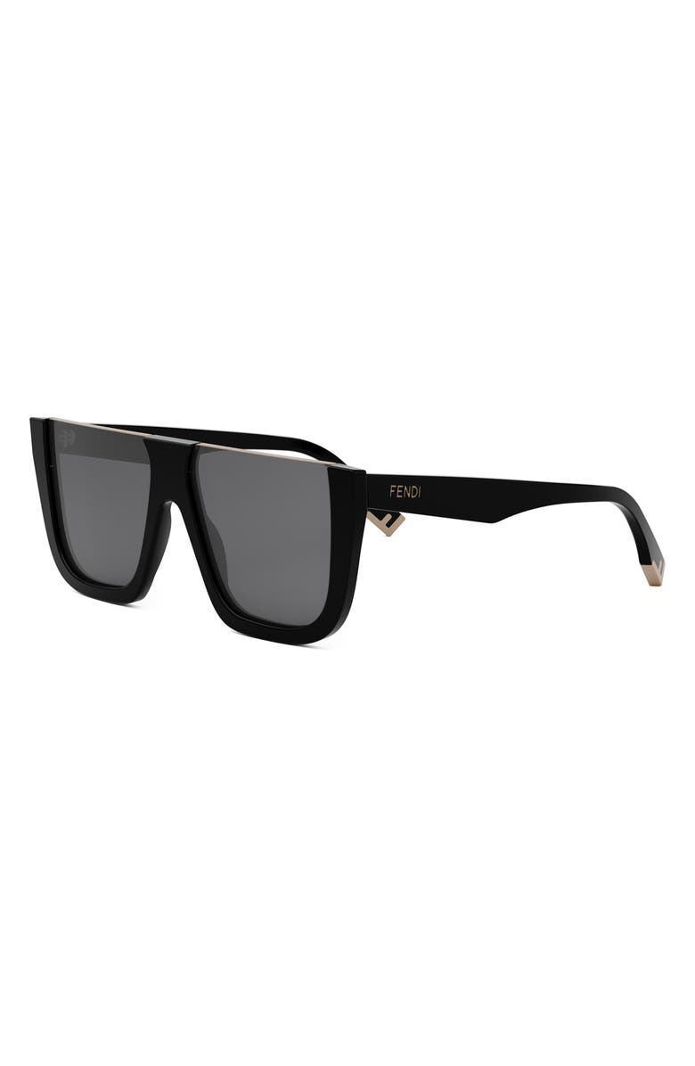 Fendi 'Fendi Way Flat Top Sunglasses, Alternate, color, Shiny Black / Smoke