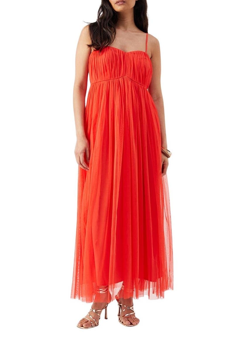 Tulle Strappy Bandeau Maxi Dress, Alternate, color, Red