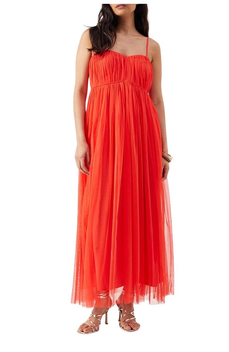 Warehouse Tulle Strappy Bandeau Maxi Dress, Alternate, color, Red