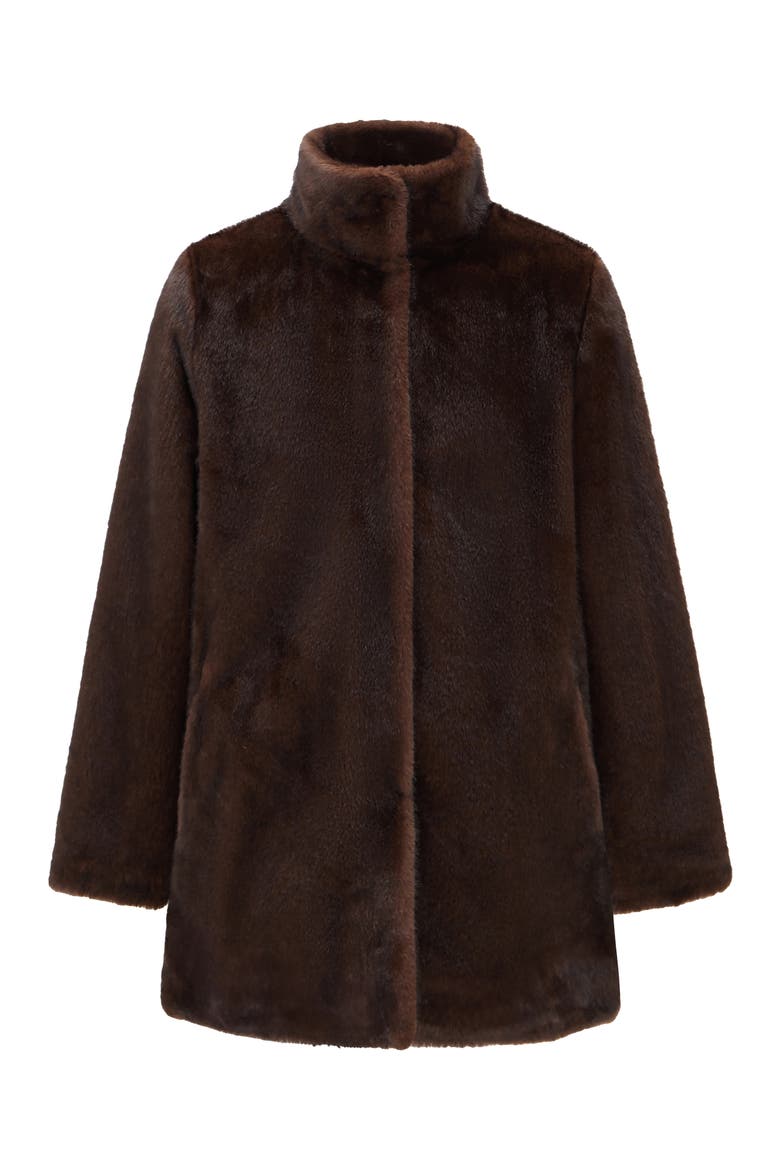 Fur-Free Mink (Faux Fur) Reversible Jacket with Stand Collar, Alternate, color, DARK BROWN/BROWN