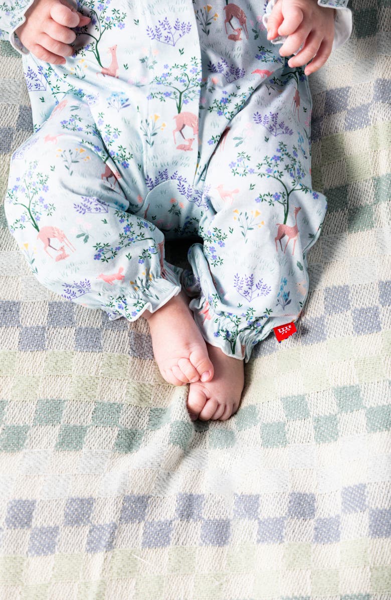 Magnetic Me Love You Deerly Ruffle Magnetic Romper, Alternate, color, Blue