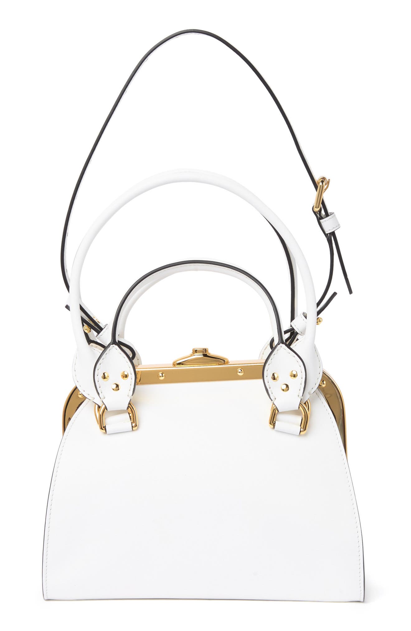 Multi-Handle Leather Shoulder Bag, Alternate, color, WHITE