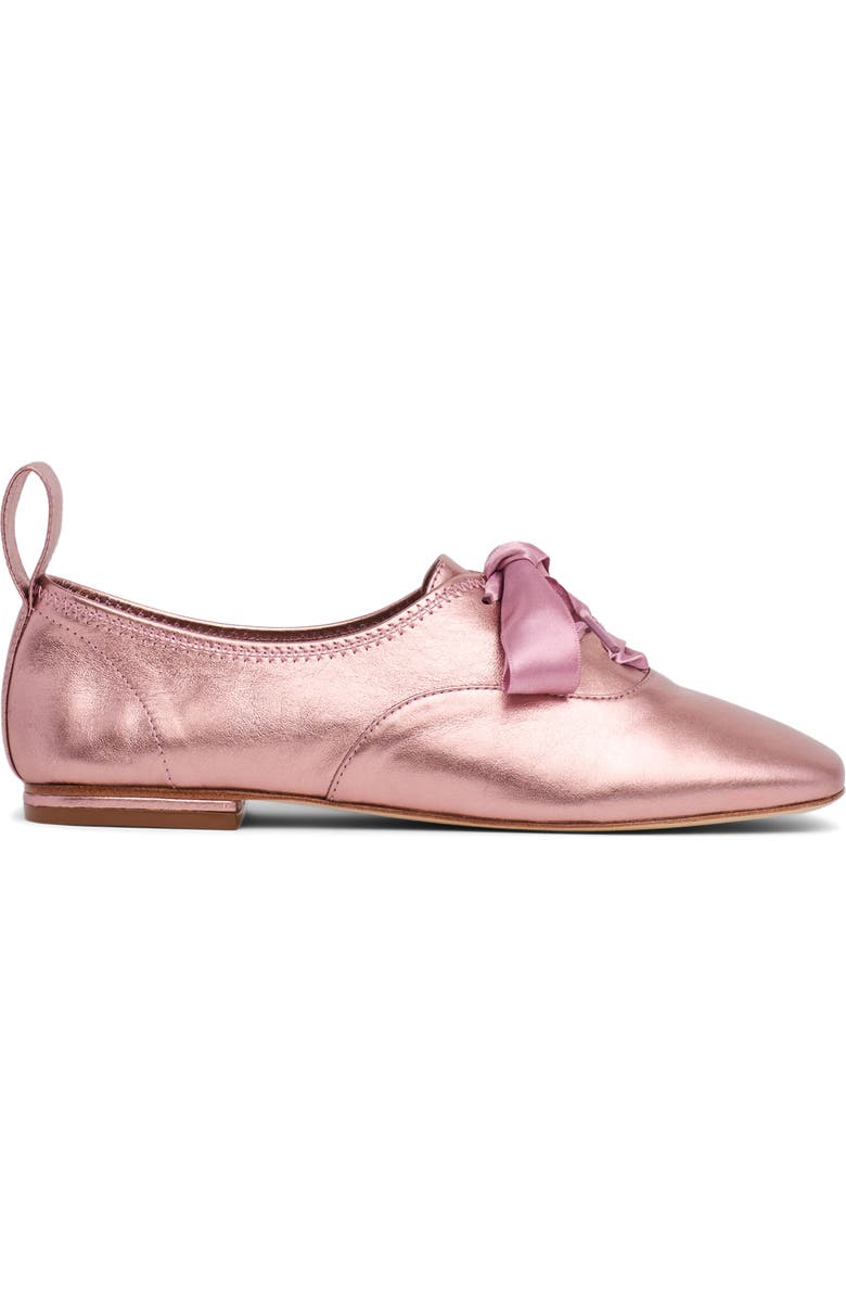 Cinq à Sept Christina Lace-Up Flat, Alternate, color, Soft Pink Metallic