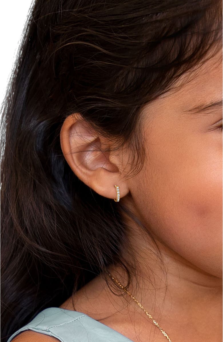 Tiny Blessings 14K Gold 9mm Timeless Pavé Huggie Hoop Earrings, Alternate, color, 14K Yellow Gold