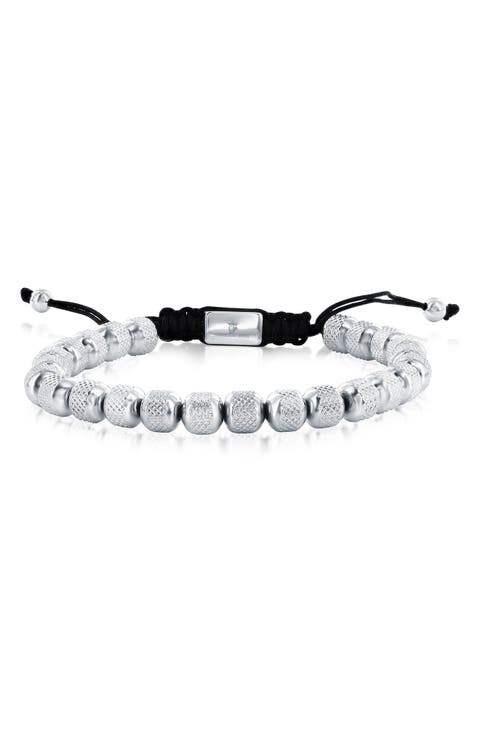 Men's Textured Beaded Slide Bracelet