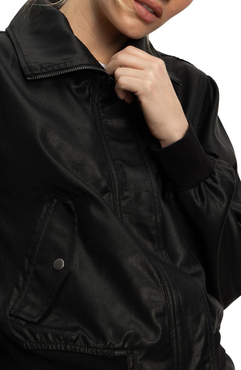 Sanctuary Coated Twill Bomber Jacket, Alternate, color, Black