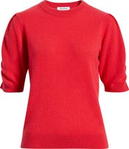 Nordstrom Ruched Short Sleeve Cashmere Sweater