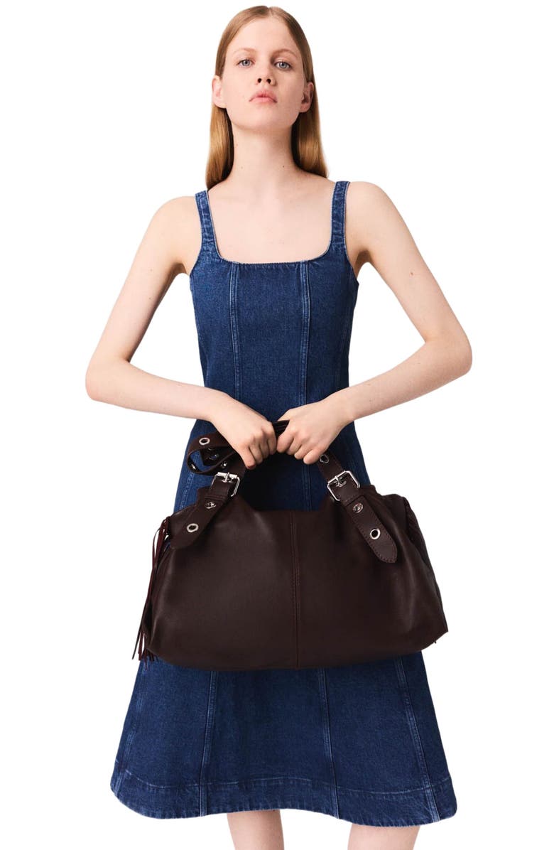 maje Midi denim dress, Alternate, color, Denim Blue