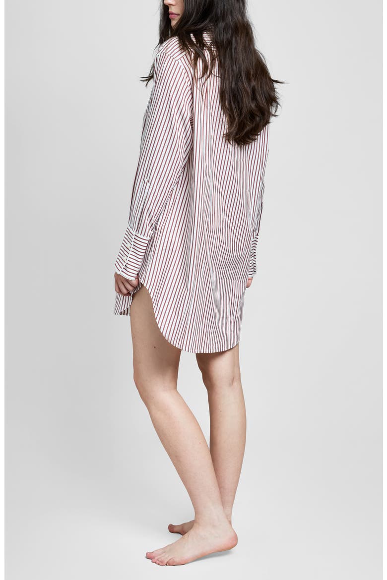 Jo Band Collar Nightdress, Alternate, color, Burgundy Stripe