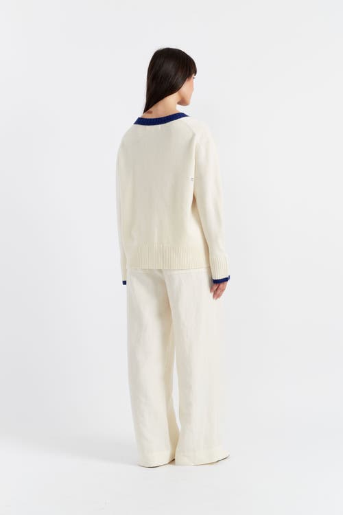 Chinti & Parker Nautical Cardigan In Cream/admiral Blue