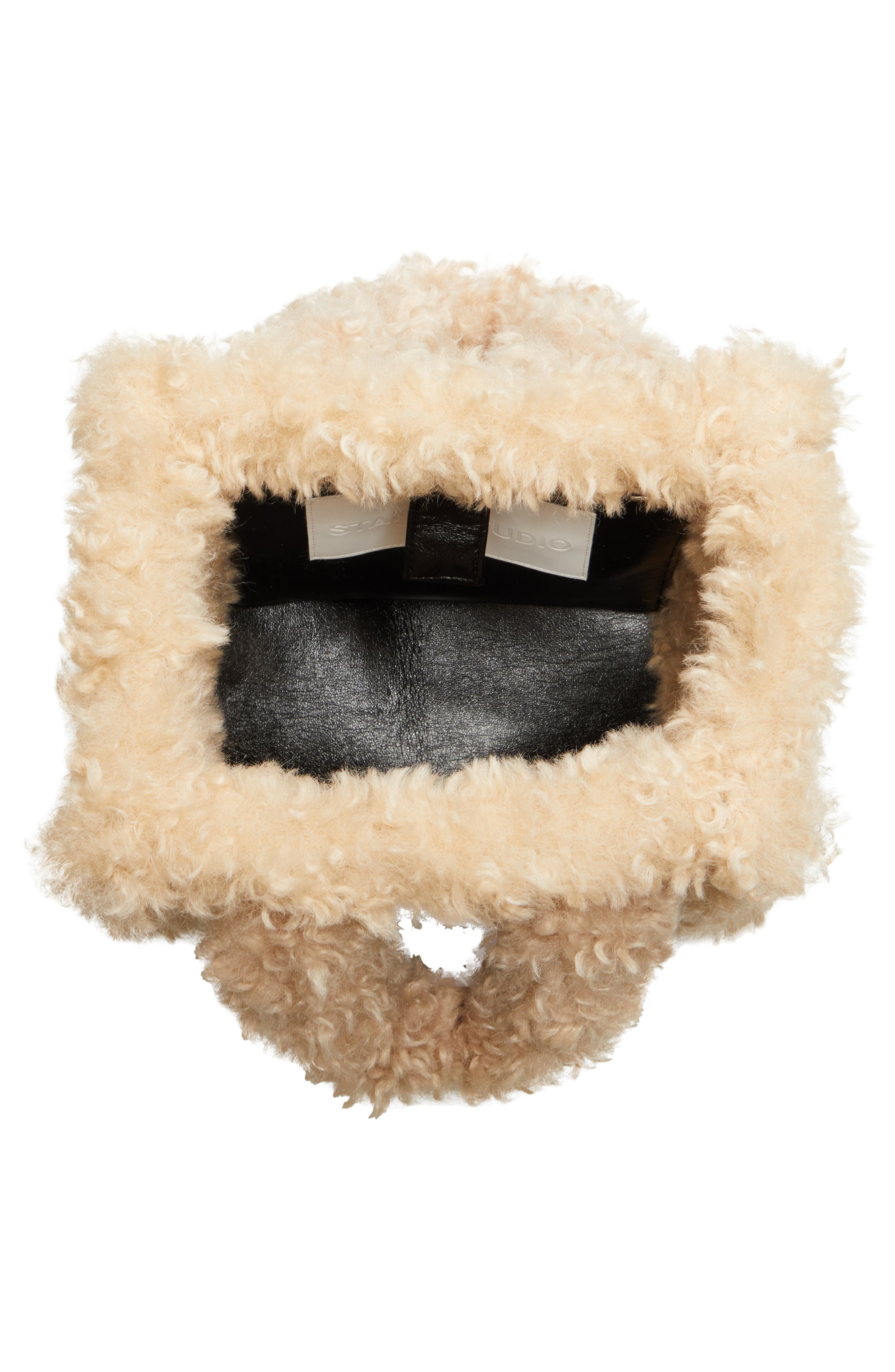 Stand Studio Liz II Faux Leather Top Handle Bag with Faux Shearling Trim, Alternate, color, 