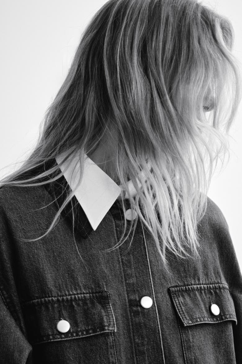 Corduroy-collar Denim Jacket, Alternate, color, Denim blue