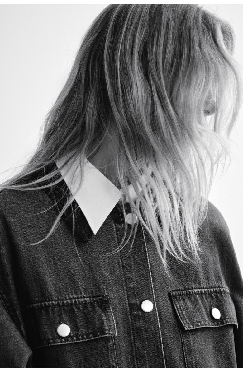 H&M Corduroy-collar Denim Jacket, Alternate, color, Denim Blue