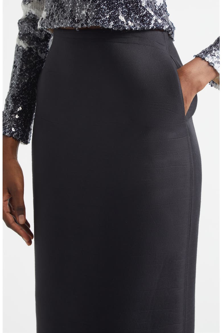 The Mercer Bonded Virgin Wool & Silk Pencil Skirt, Alternate, color, BLACK