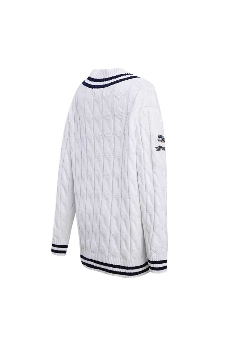 Women's Pro Standard  White Seattle Seahawks Prep V-Neck Pullover Sweater, Alternate, color, White