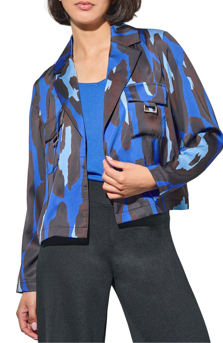 Ming Wang Abstract Animal Print Crêpe de Chine Blazer, Main, color, 