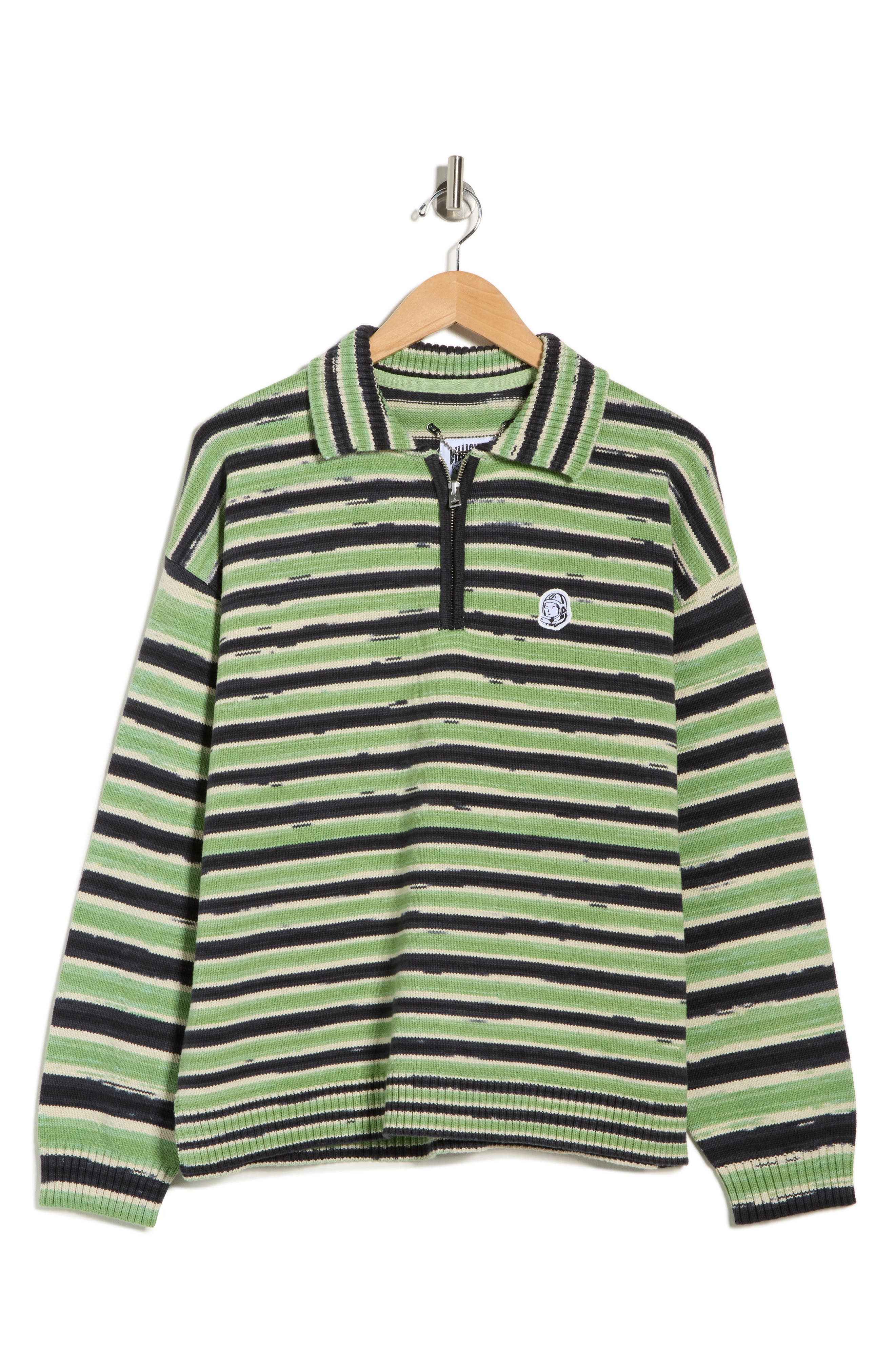 Billionaire Boys Club Curve Stripe Cotton Quarter Zip Graphic Sweater