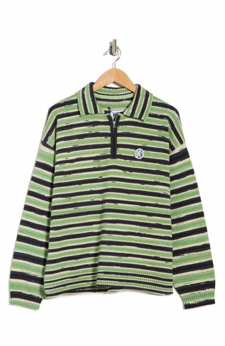Billionaire Boys Club Curve Stripe Cotton Quarter Zip Graphic Sweater