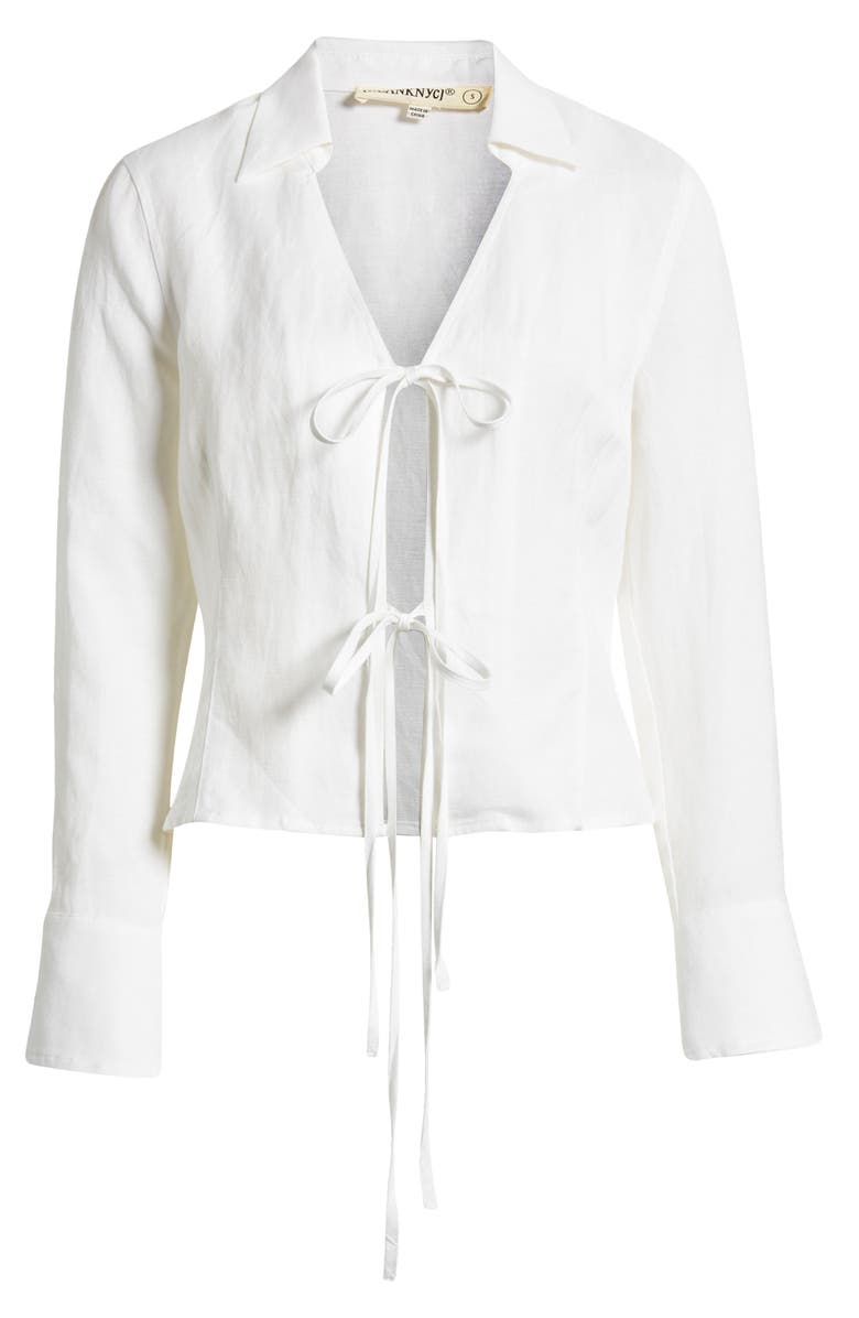 BLANKNYC Tie Front Linen Blend Shirt, Alternate, color, 