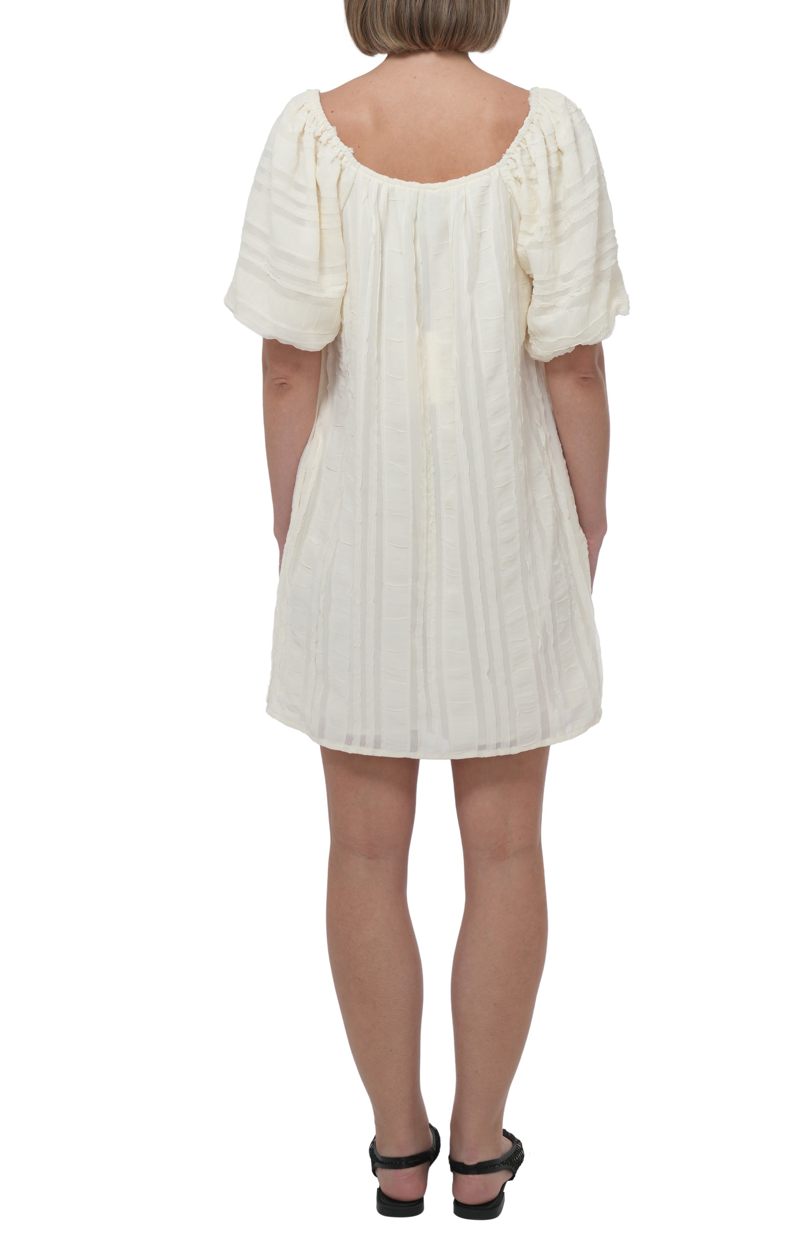 Puff Sleeve Shift Minidress - image 2