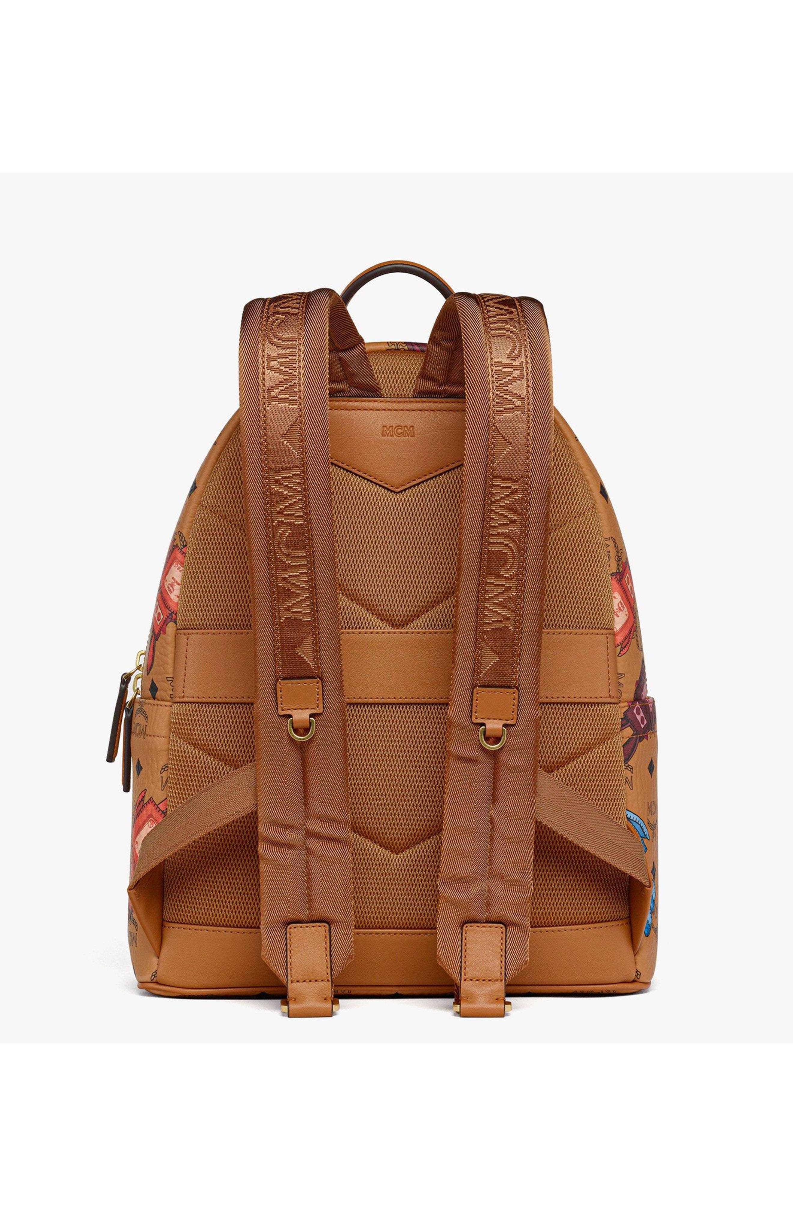 MCM Medium Stark Backpack in Rabot Visetos, Alternate, color, Cognac