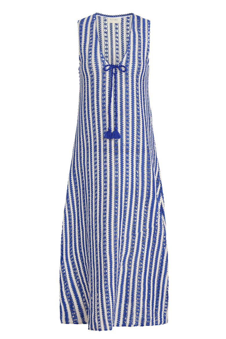 Sorrento Crochet Cover-up, Alternate, color, Azule Blue & White Stripes