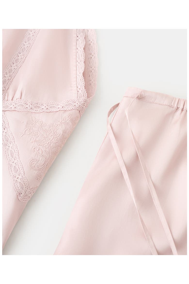 Lace Detail Short Pajama Bottoms, Alternate, color, PALE PINK
