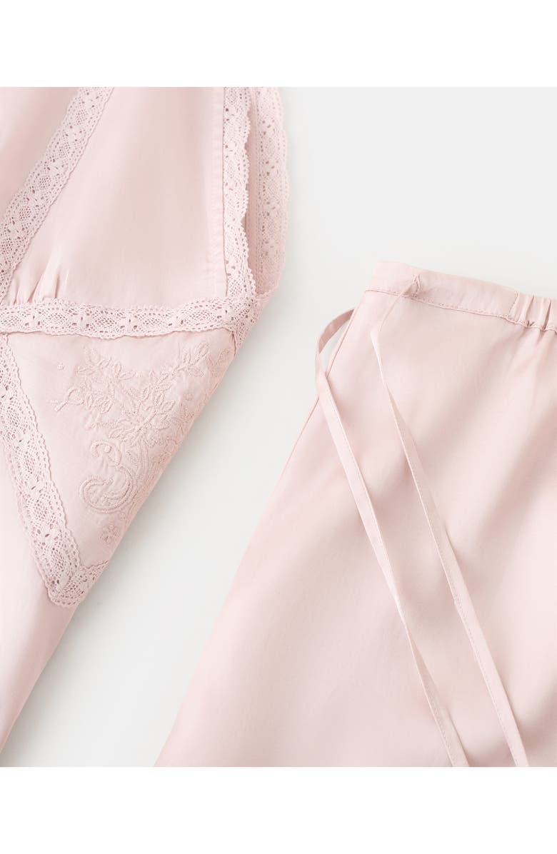 MANGO Lace Detail Short Pajama Bottoms, Alternate, color, Pale Pink