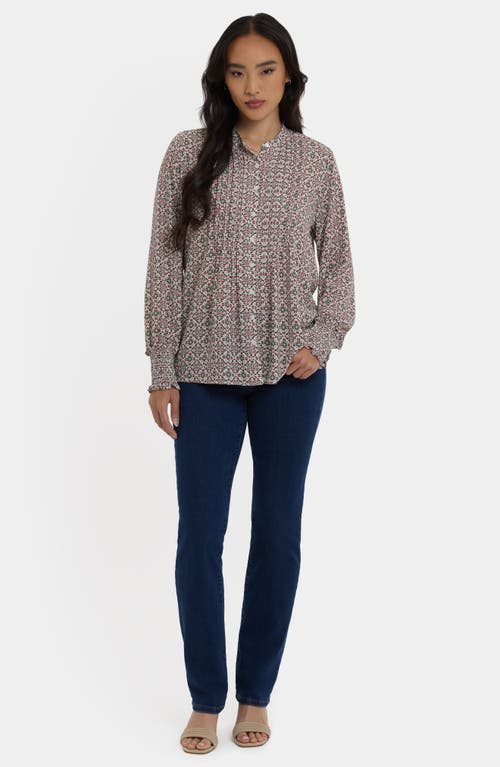 Nydj Pleated Peasant Blouse In Neutral