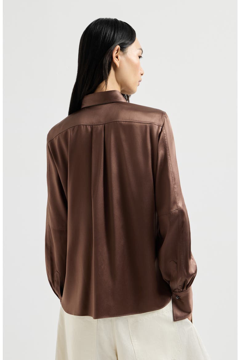 Satin shirt, Alternate, color, Cocoa