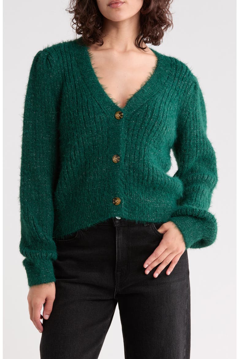 Metallic Mixed Cardigan, Main, color, HUNTER COMBO