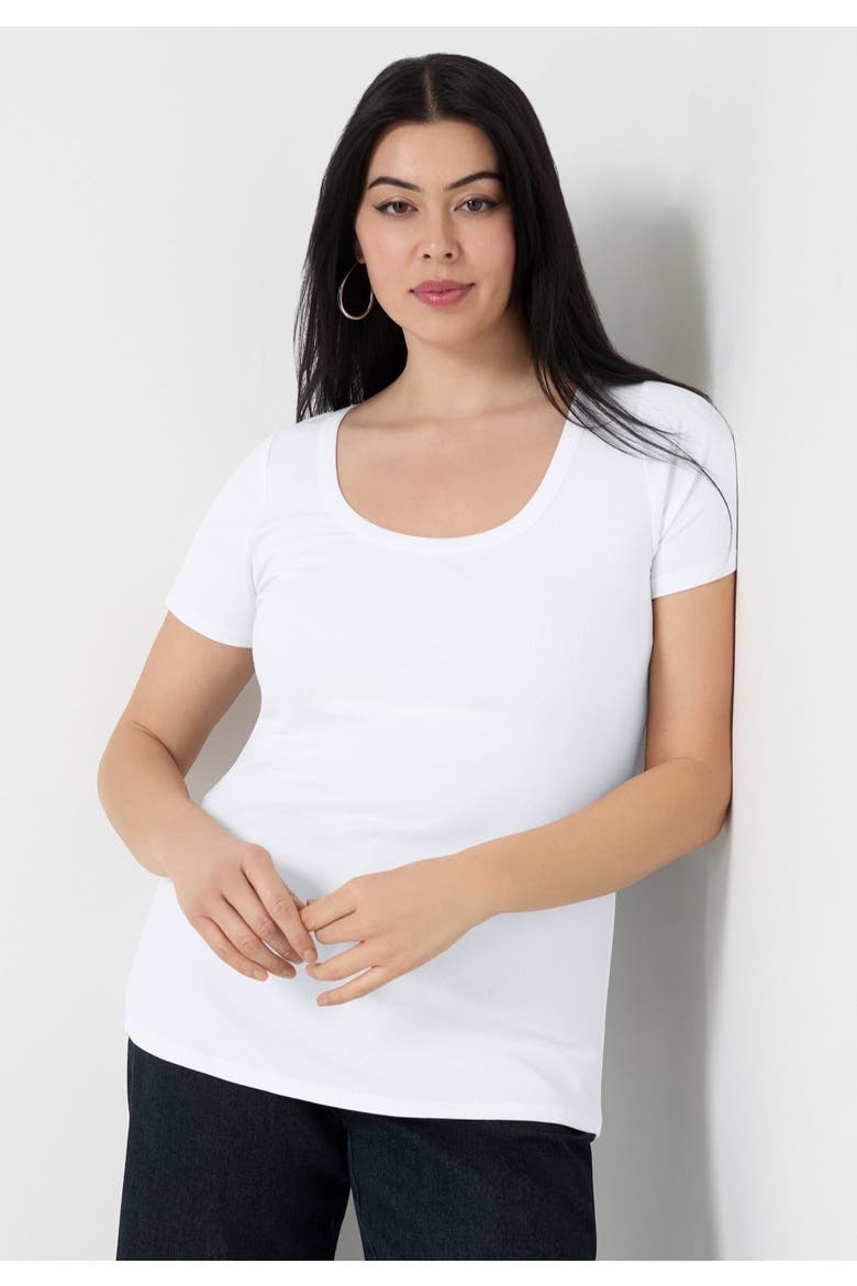 Ribbed Scoopneck Top, Alternate, color, WHITE