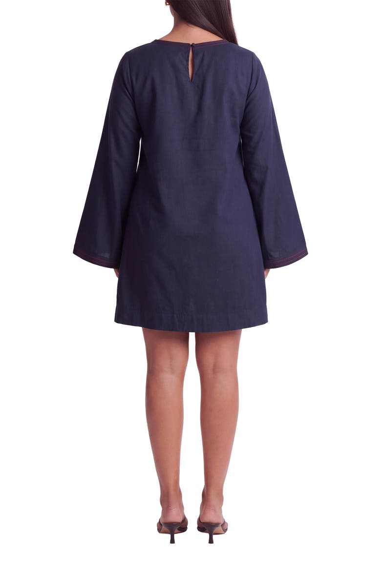 Sia Floral Embroidered Minidress, Alternate, color, NAVY BLUE