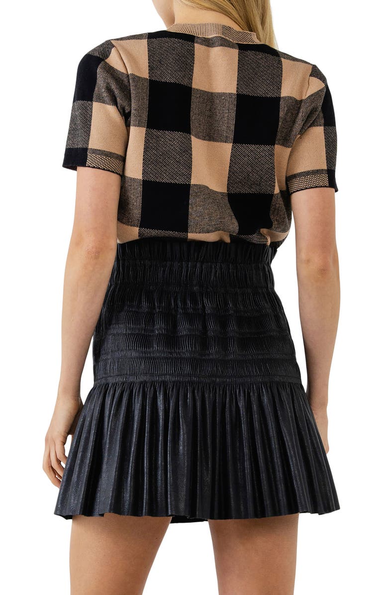 English Factory Check Short Sleeve Sweater, Alternate, color, 