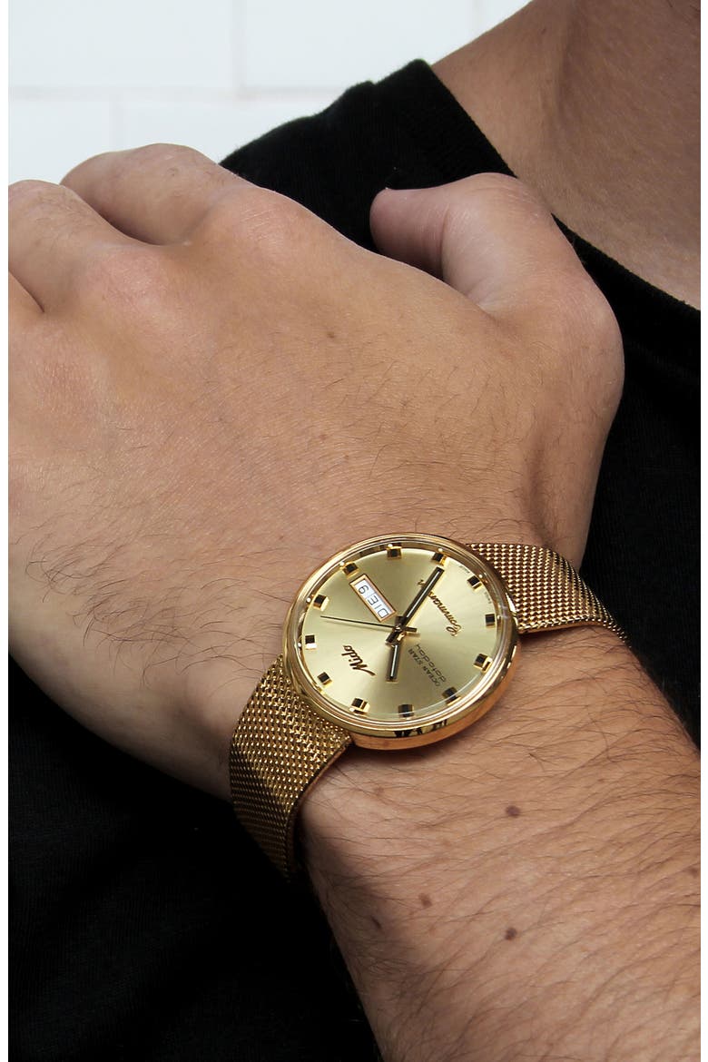 Commander Automatic Mesh Strap Watch, 37mm, Alternate, color, GOLD/ YELLOW/ GOLD