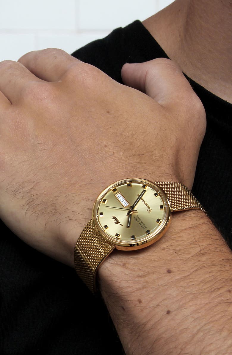 MIDO Commander Automatic Mesh Strap Watch, 37mm, Alternate, color, Gold/ Yellow/ Gold