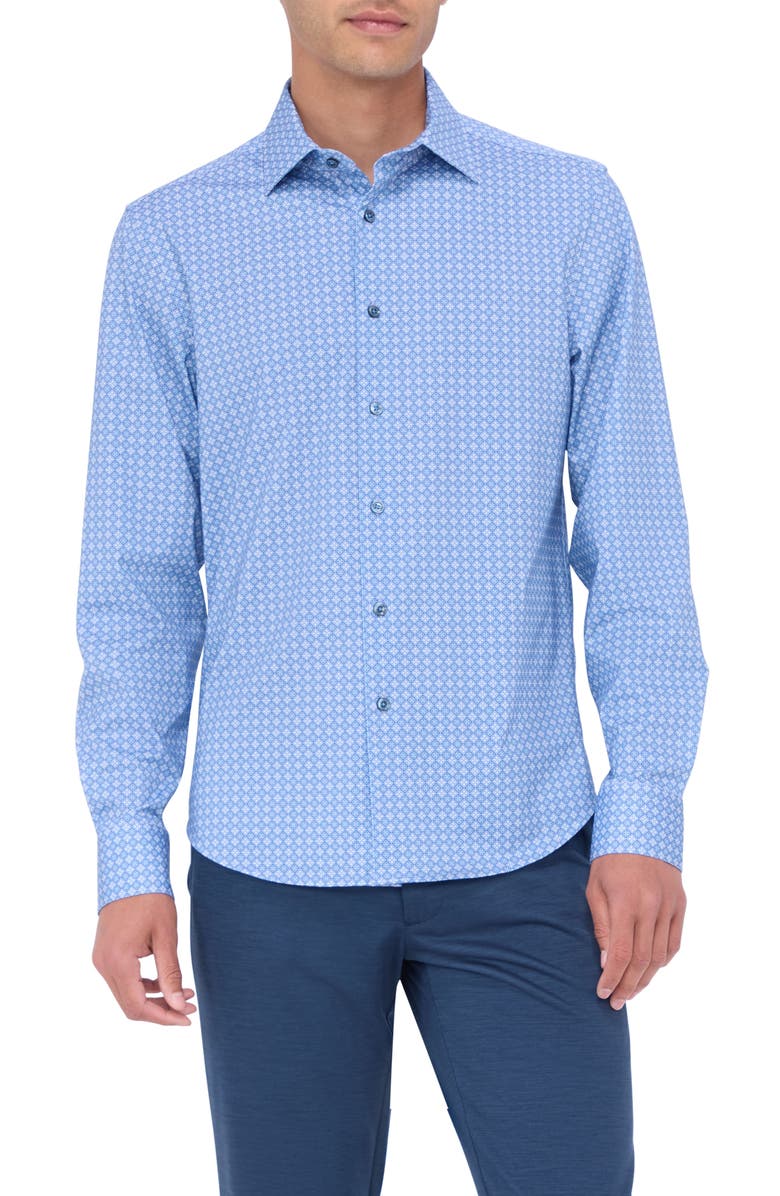 Bugatchi James OoohCotton<sup>®</sup> Geo Print Button-Up Shirt, Main, color,