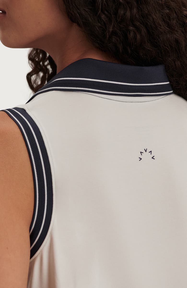 Varley Isaac Performance Polo Tank, Alternate, color, White / Blue Nights