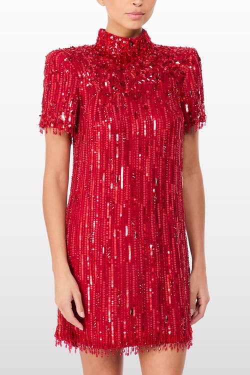 Jenny Packham Snapdragon Sequin-embellished Mini Dress In Red