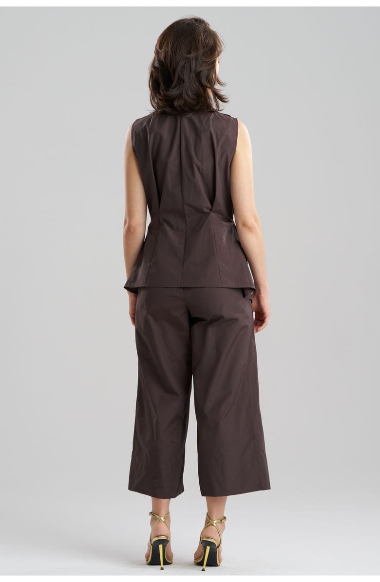 Natori Techno Poplin Sleeveless Handkerchief Hem Shirt, Alternate, color, Dark Brown